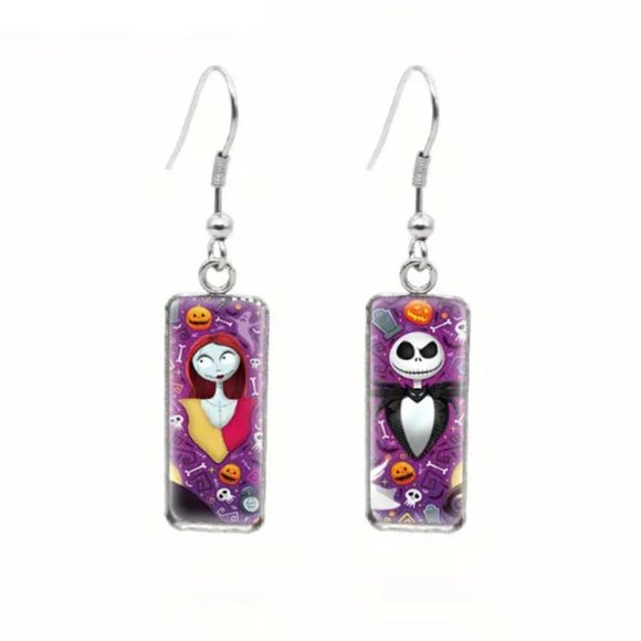 NEW! Nightmare Before Christmas Jack and Sally Dangle Earrings Adorbs!! - Picture 1 of 2